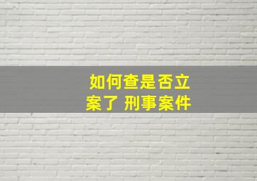 如何查是否立案了 刑事案件